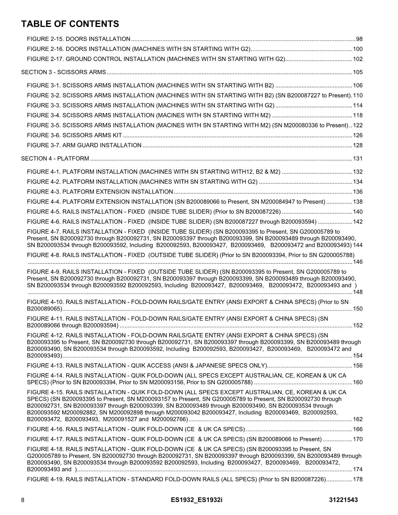 JLG ES1932 ES1932i Scissor Lift Parts Catalog Manual