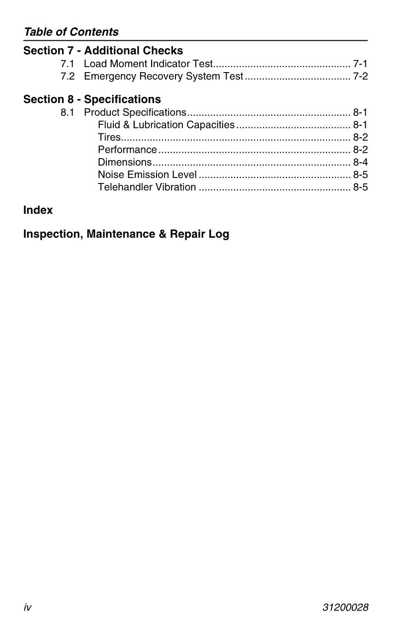 JLG 3513 4013 4017 Telehandler Maintenance Operation Operators Manual 31200028