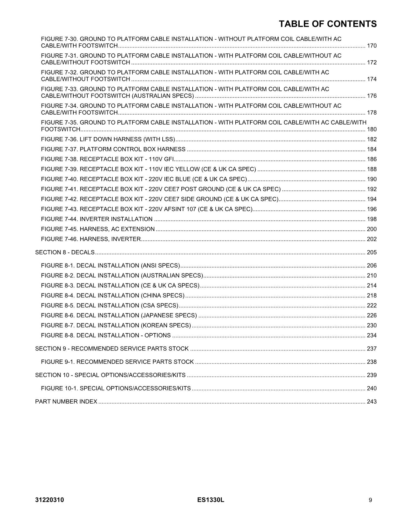 JLG ES1330L Scissor Lift Parts Catalog Manual 31220310