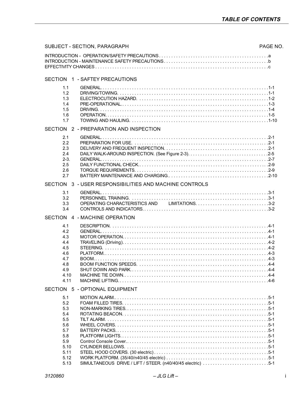 JLG 30e 35e 40e 45e n35e n40e Boom Lift Maintenance Operators Manual 3120860