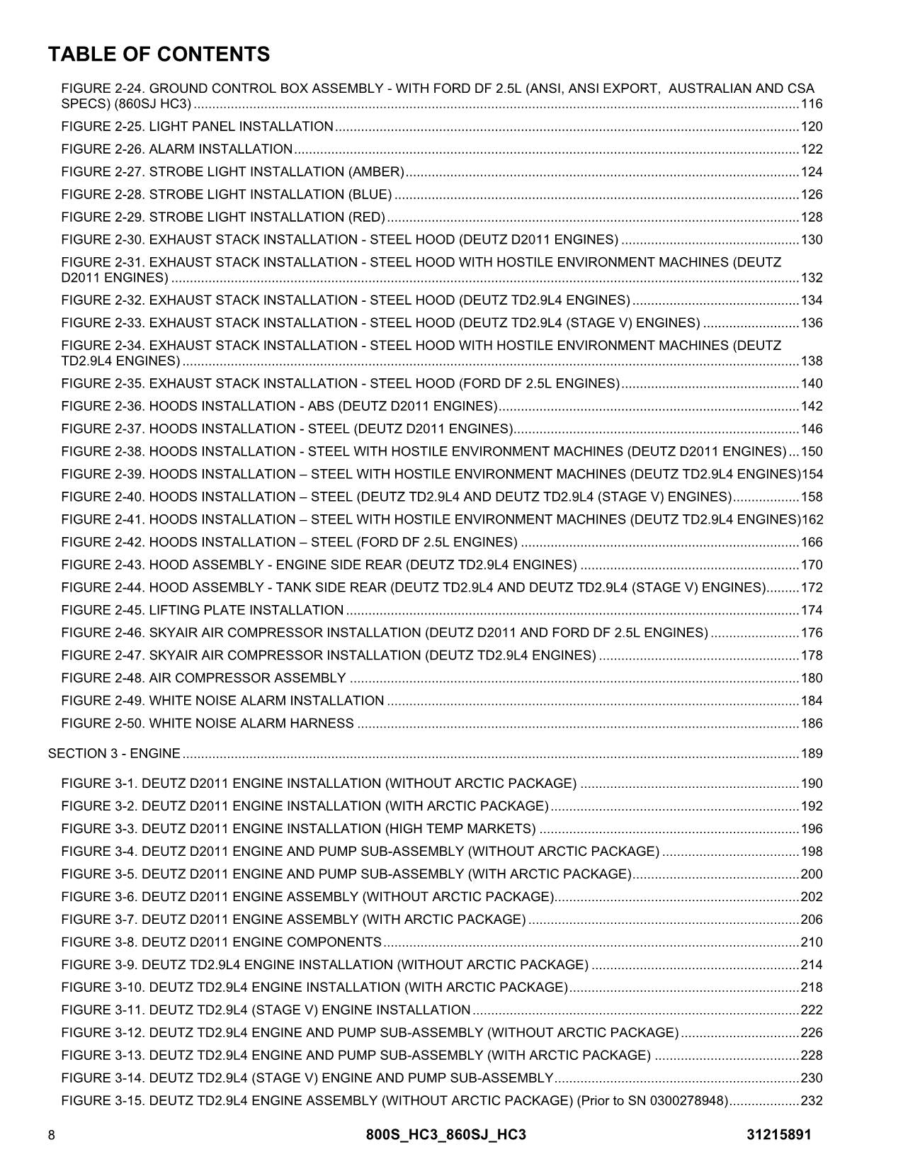 JLG 800S HC3 860SJ HC3 Boom Lift Parts Catalog Manual 31215891