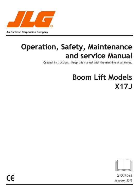 JLG X17J Compact Crawler Boom Maintenance Operation Operators Manual