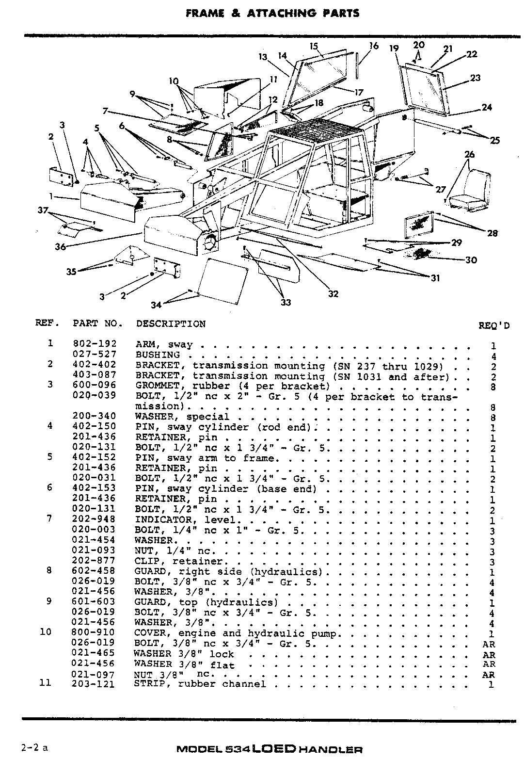 GRADALL JLG 534A LOED Telehandler Parts Catalog Manual