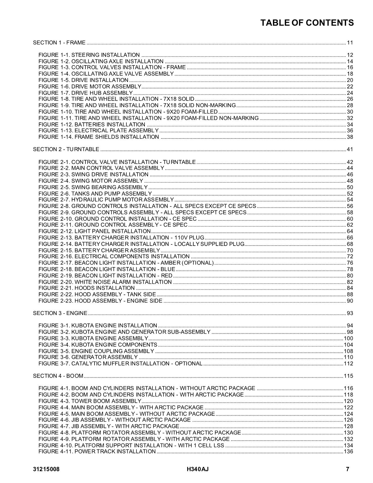 JLG H340AJ Boom Lift Parts Catalog Manual 31215008