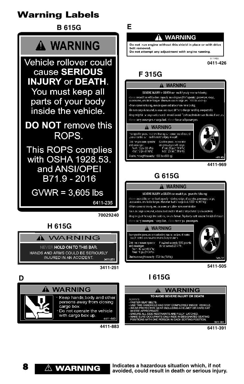 JLG 315G 615G UTV Maintenance Operation Operators Manual