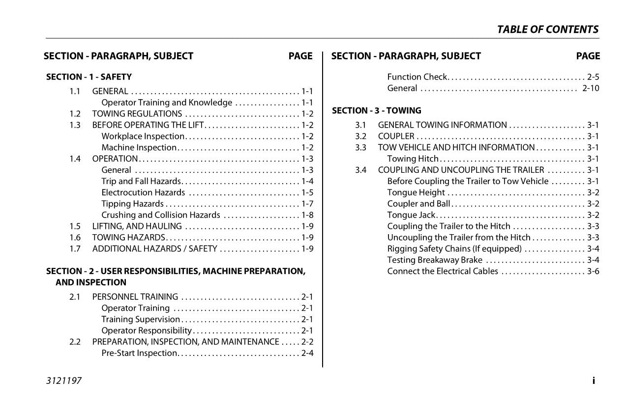 JLG T350 T500J Boom Lift Maintenance Operation Operators Manual 3121197