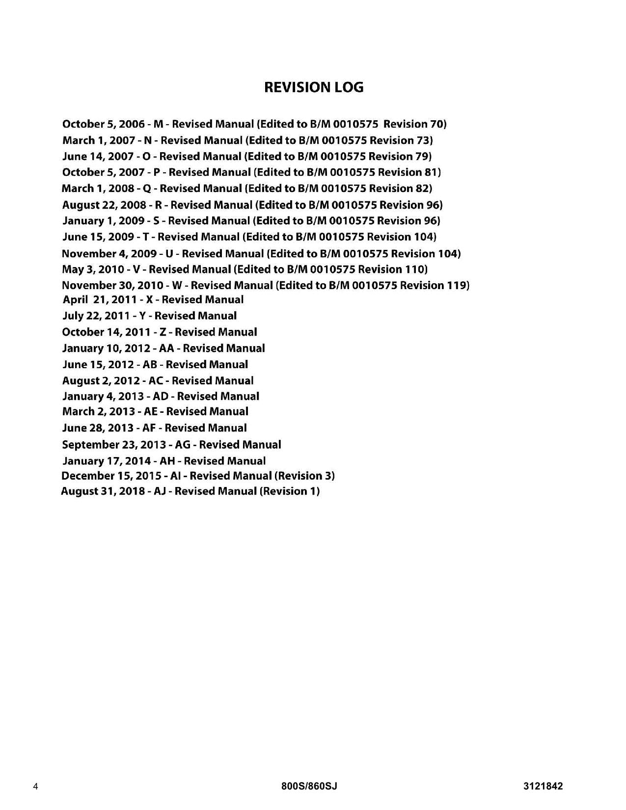 JLG 800S 860SJ Boom Lift Parts Catalog Manual Prior to 0300140000 3121842