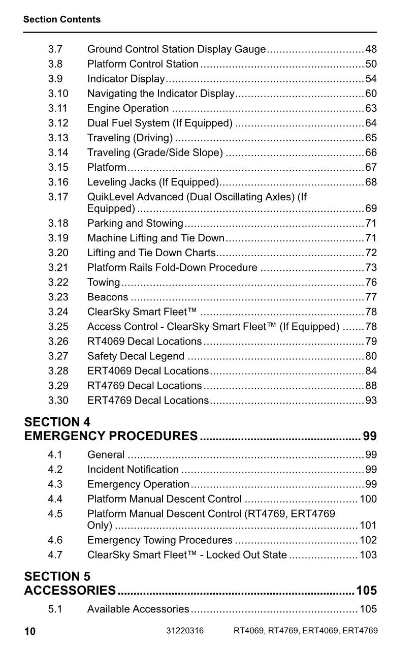 JLG ERT4069 ERT4769 RT4069 RT4769 Scissor Lift Operators Manual 31220316