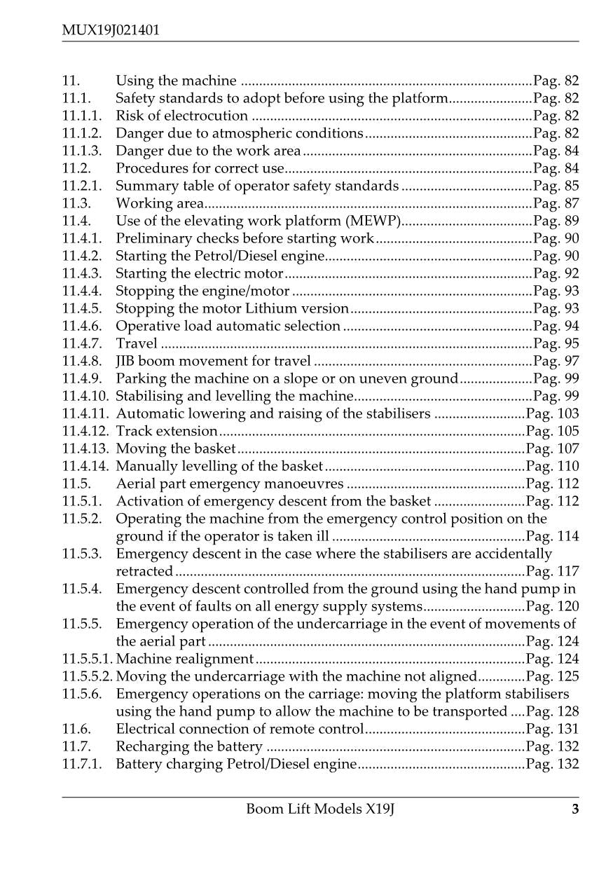 JLG X19J Compact Crawler Boom Maintenance Operation Operators Manual