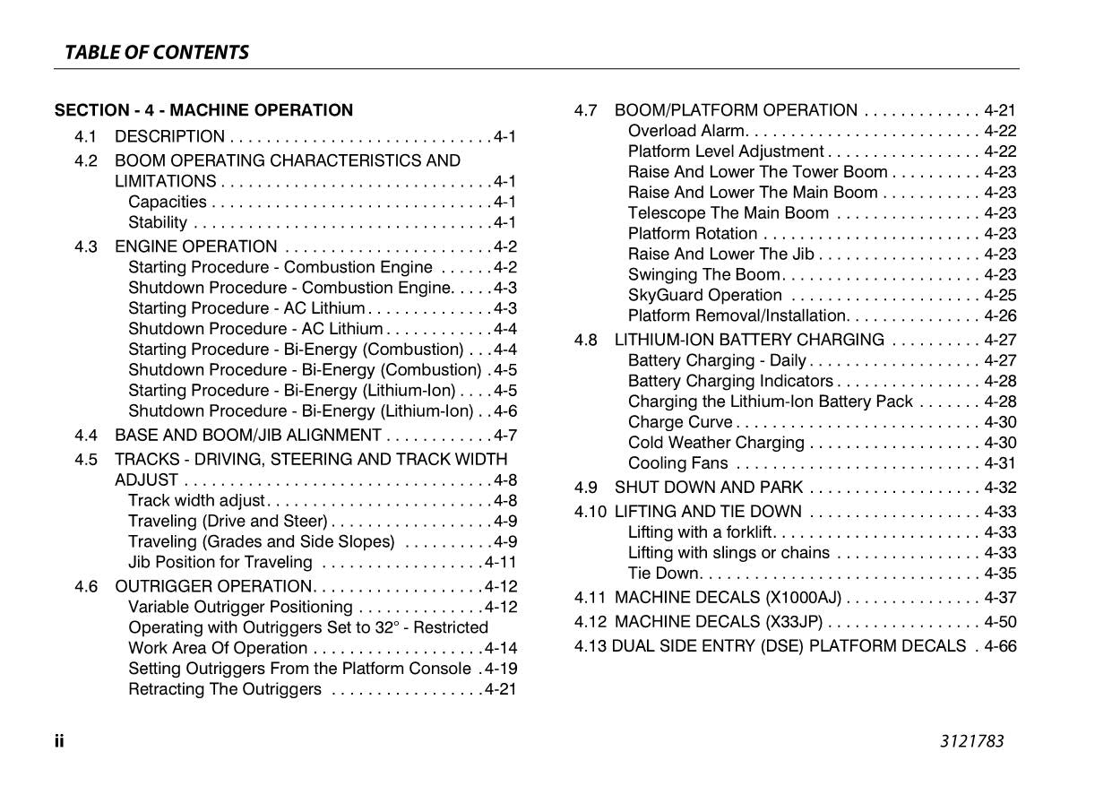 JLG X1000AJ X33JP Compact Crawler Boom Maintenance Operation Operators Manual