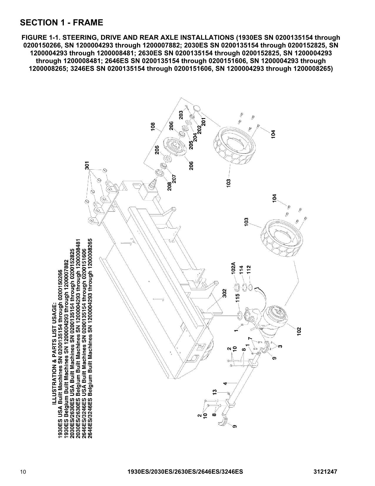 JLG 1930ES 2030ES 2630ES 2646ES 3246ES Scissor Lift Parts Catalog Manual 3121247