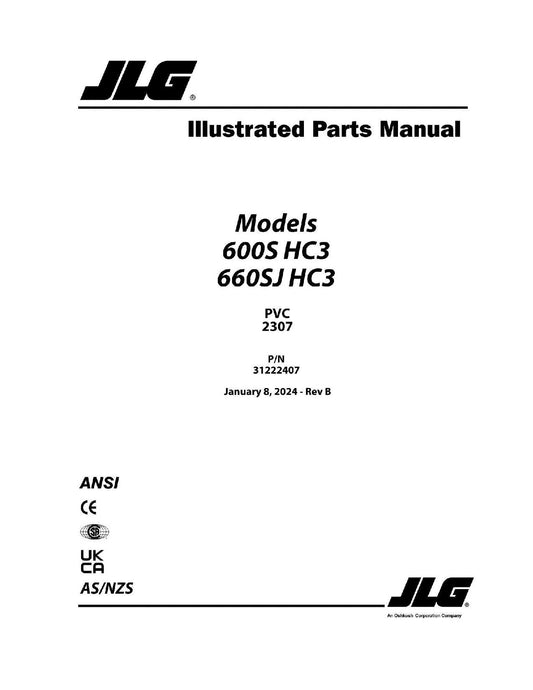 JLG 600S HC3 660SJ HC3 Boom Lift  Parts Catalog Manual