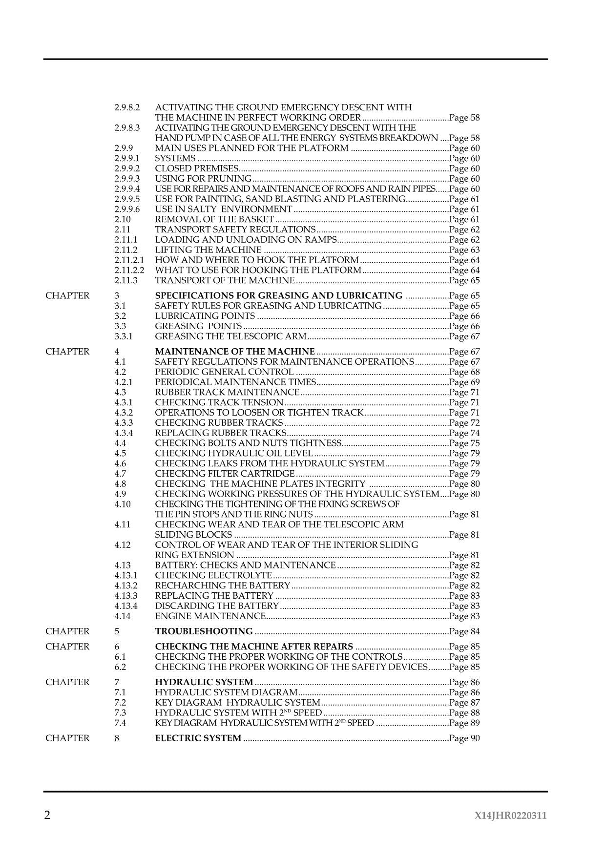 JLG X14JH Compact Crawler Boom Maintenance Operation Operators Manual