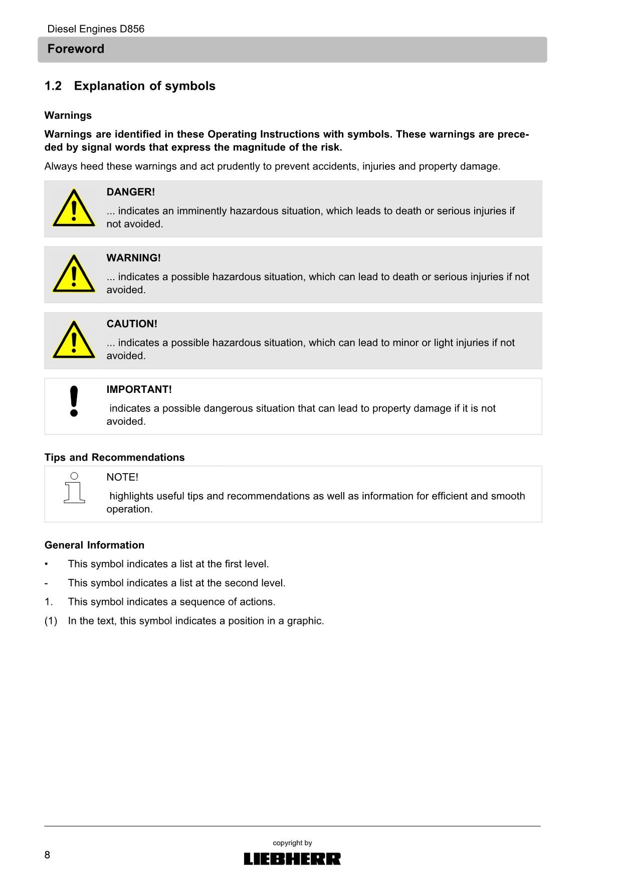 Liebherr D856 engine Operators manual