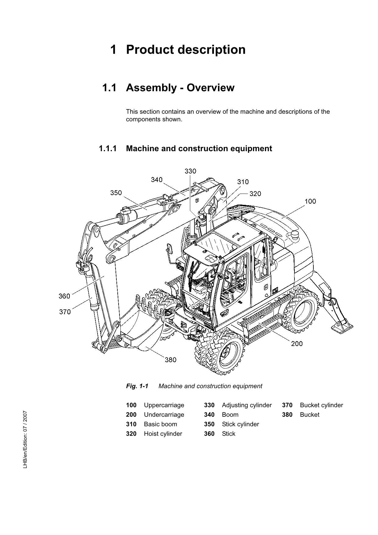 Liebherr A312 Litronic Excavator  Operators manual