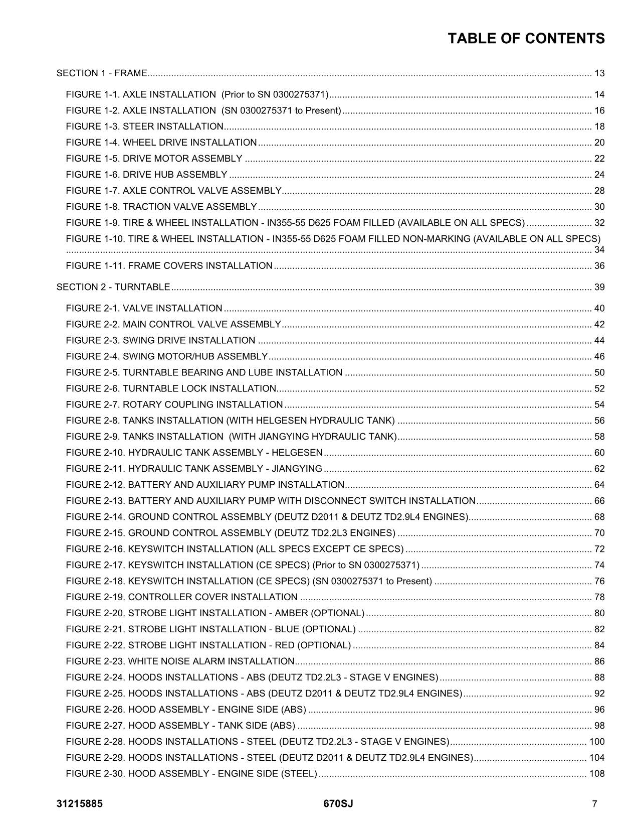 JLG 670SJ SL  Boom Lift Parts Catalog Manual 31215885