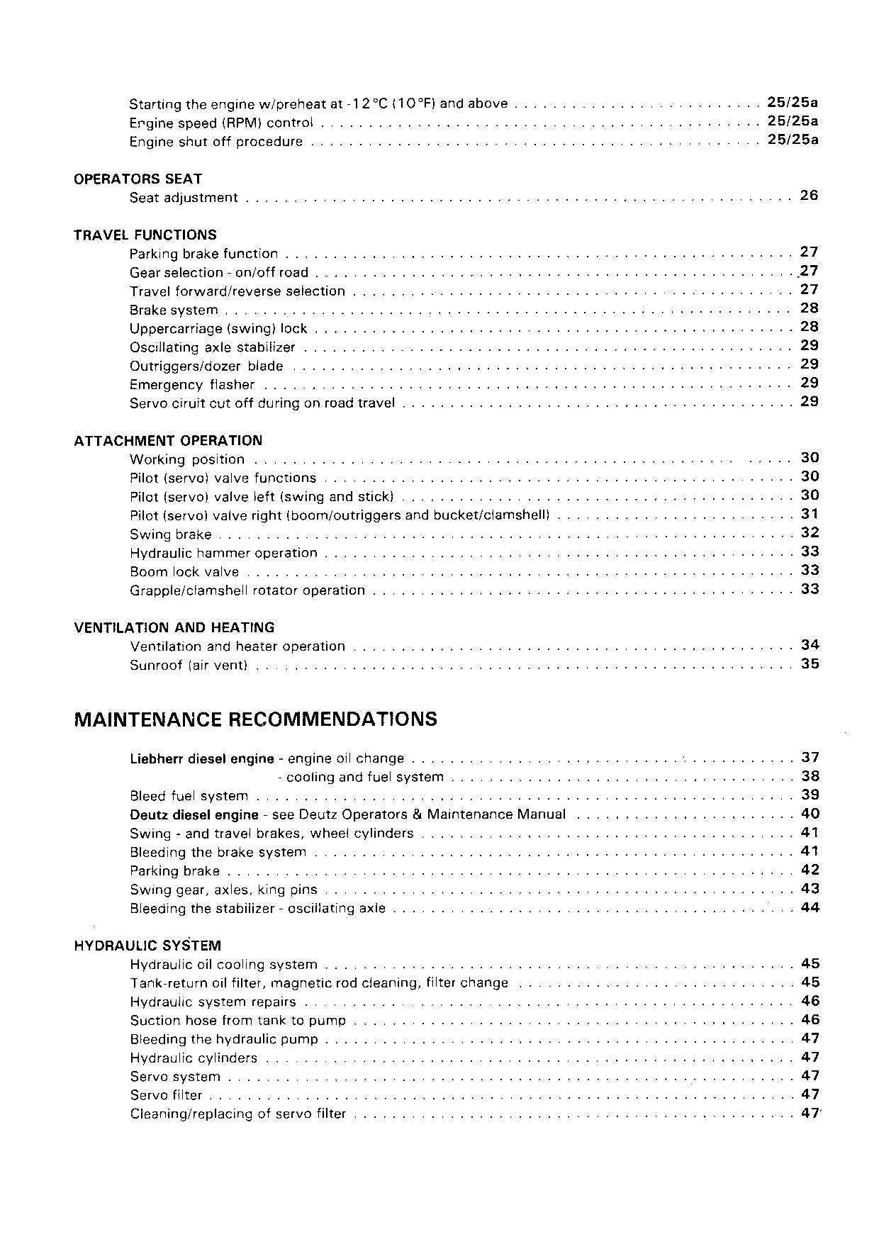 Liebherr A912 Excavator Operators manual