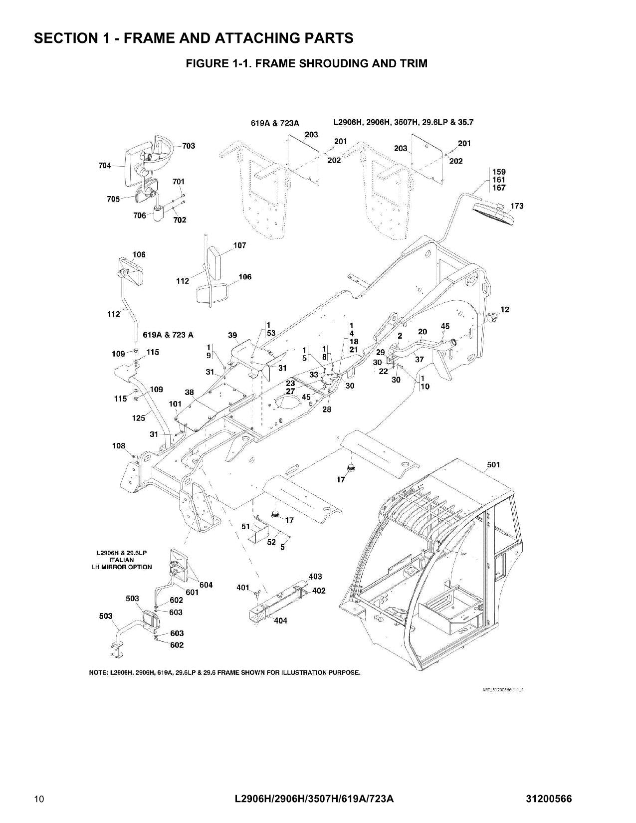 JLG 619A 723A L2906H Telehandler Parts Catalog Manual