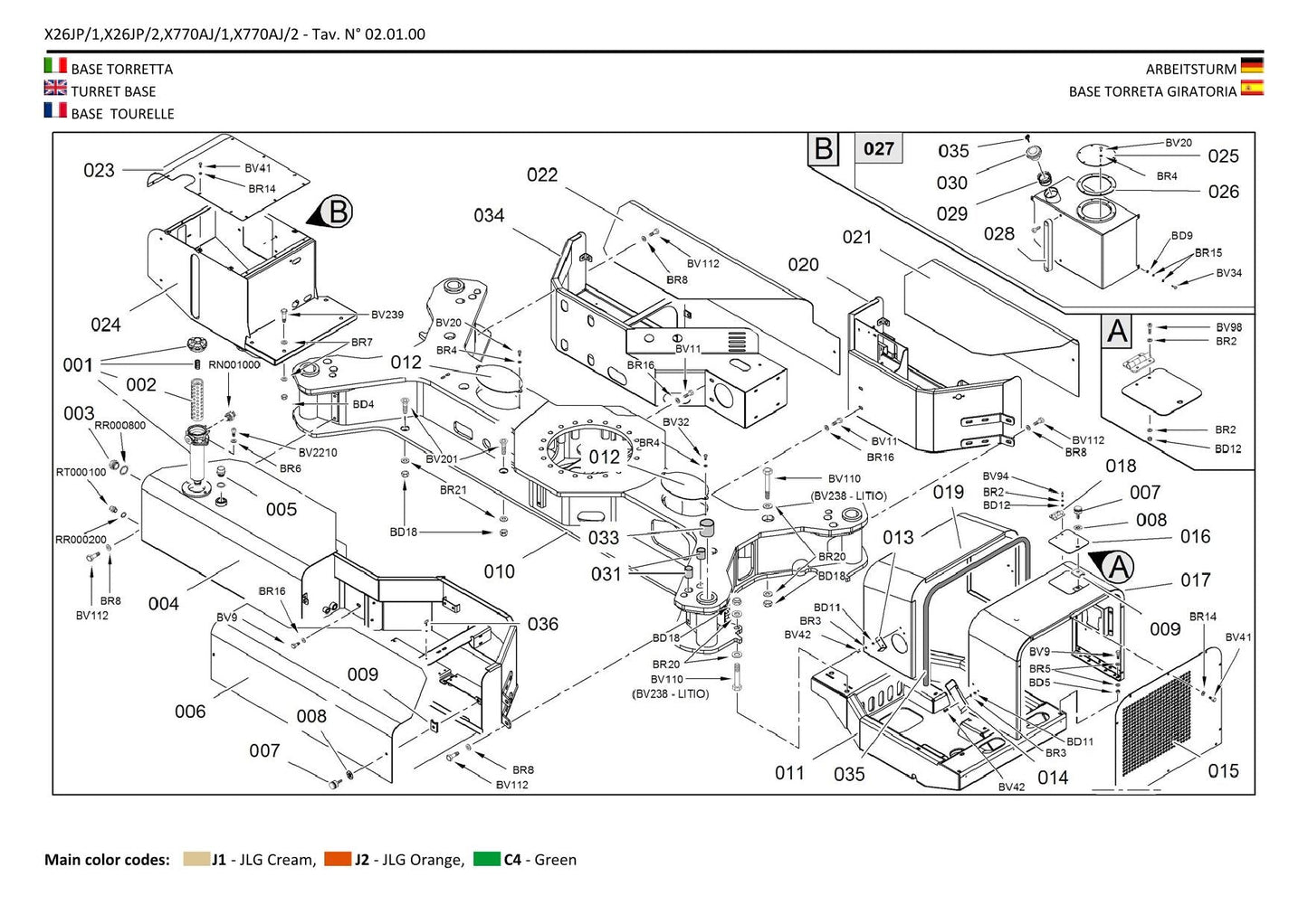 JLG X26JP X770AJ Compact Crawler Boom Parts Catalog Manual Multi language