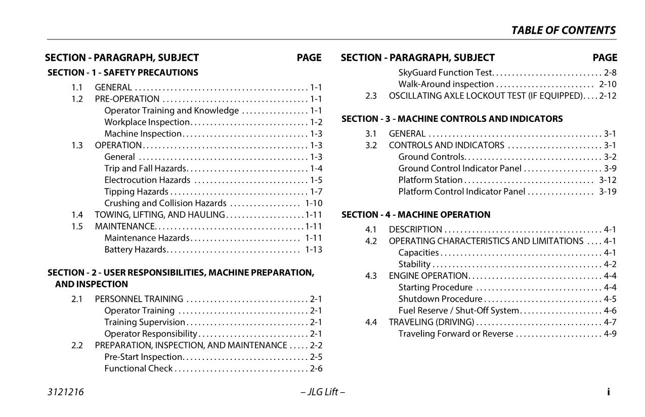 JLG 400S 460SJ Boom Lift Maintenance Operation Operators Manual 3121216