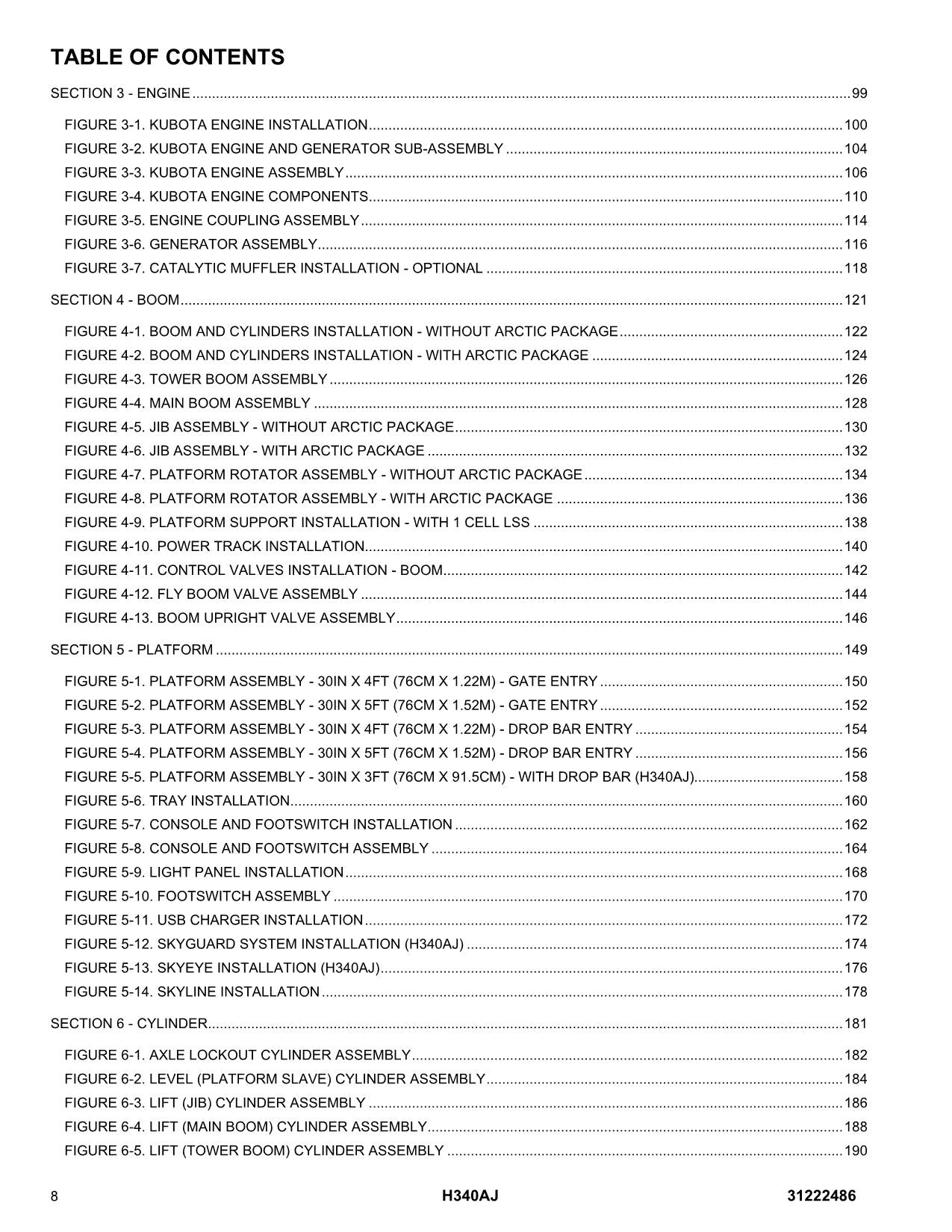 JLG H340AJ Boom Lift Parts Catalog Manual 31222486