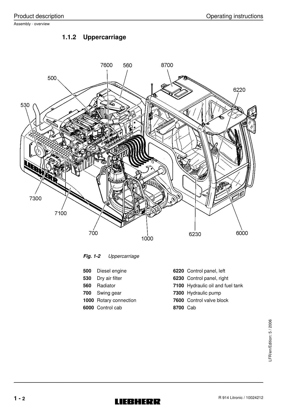 Liebherr R914 B Litronic Excavator Operators manual