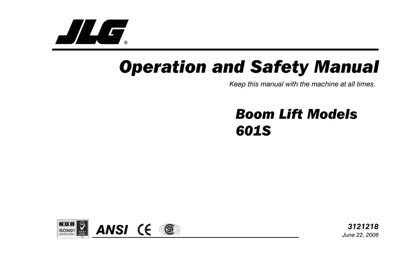 JLG 601S Boom Lift Maintenance Operation Operators Manual