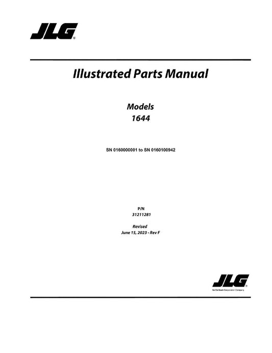 JLG 1644 Telehandler Parts Catalog Manual 0160000001-0160100942