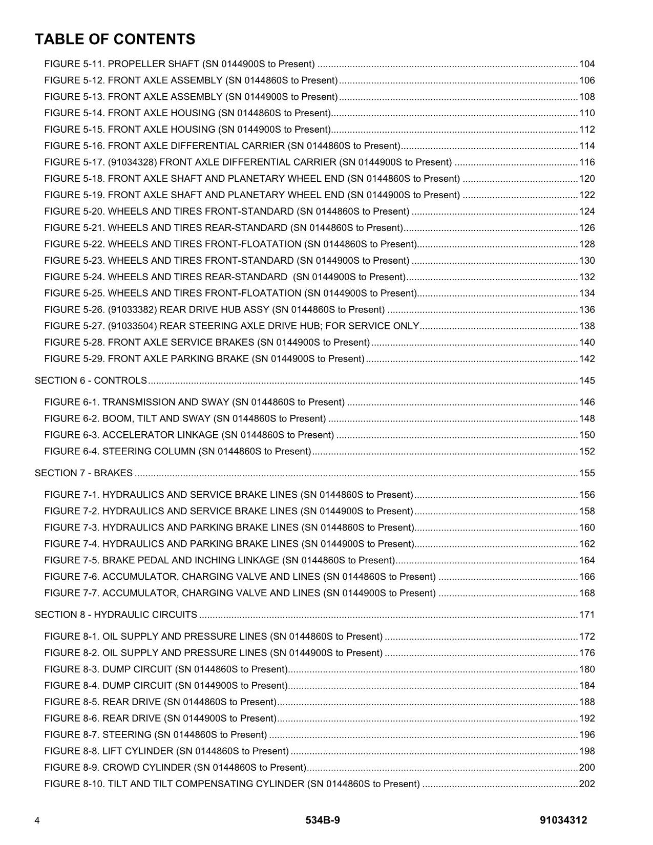 GRADALL JLG 534B-9 Telehandler Parts Catalog Manual