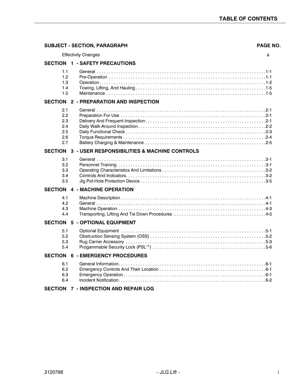 JLG 15VPSP Vertical Mast Maintenance Operation Operators Manual