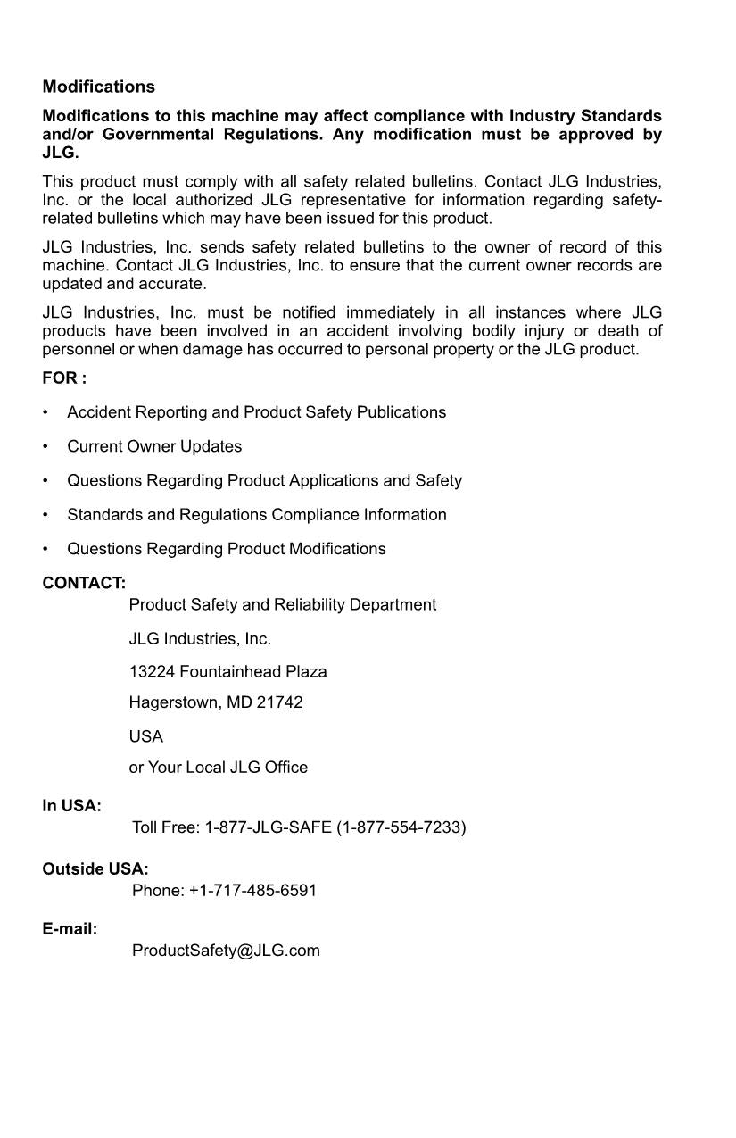 JLG 1075 4523 Telehandler Maintenance Operation Operators Manual 3122312000