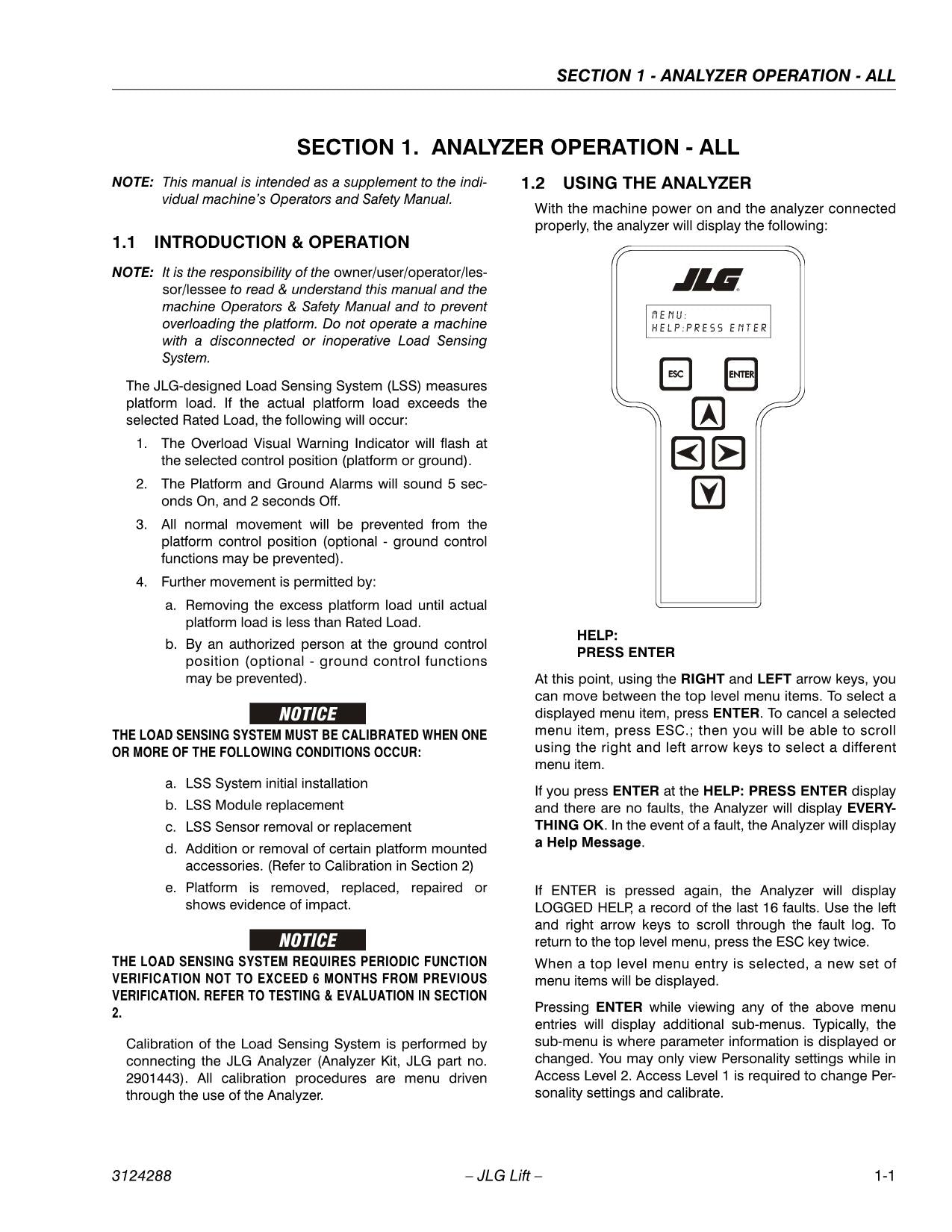 JLG LSS Supplement Scissor Lift Operation Parts Service Manual