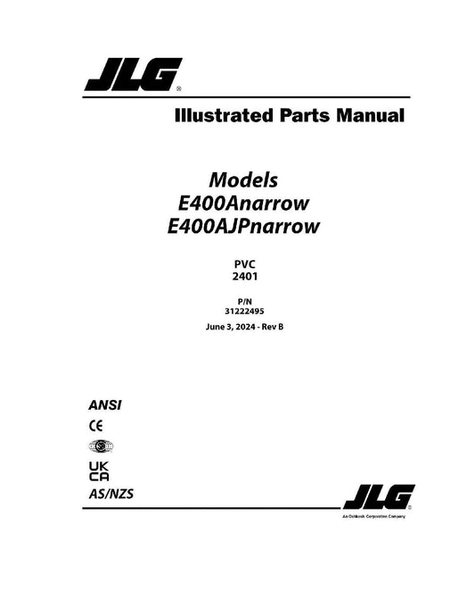 JLG E400AJPnarrow E400Anarrow  Boom Lift Parts Catalog Manual 31222495