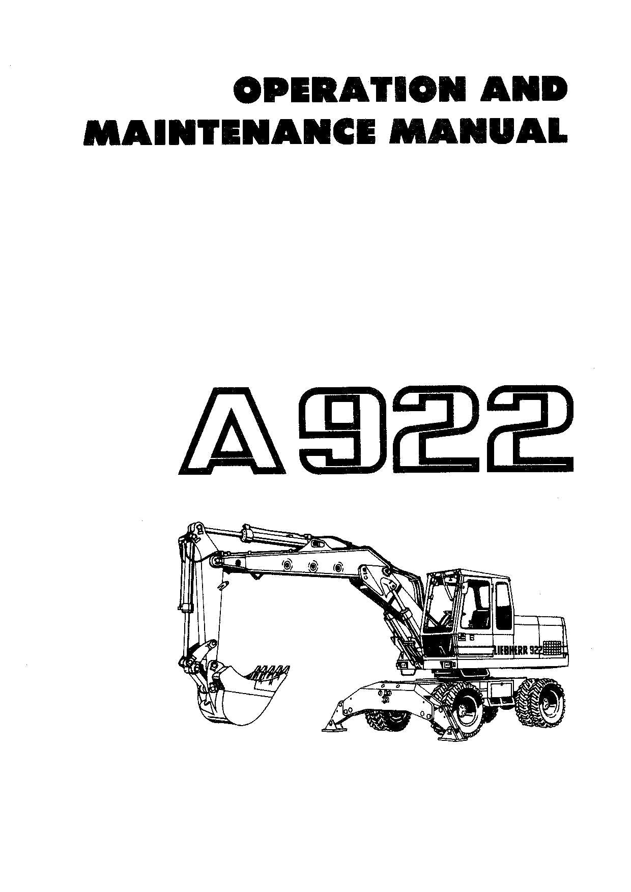 Liebherr A922 Excavator Operators manual