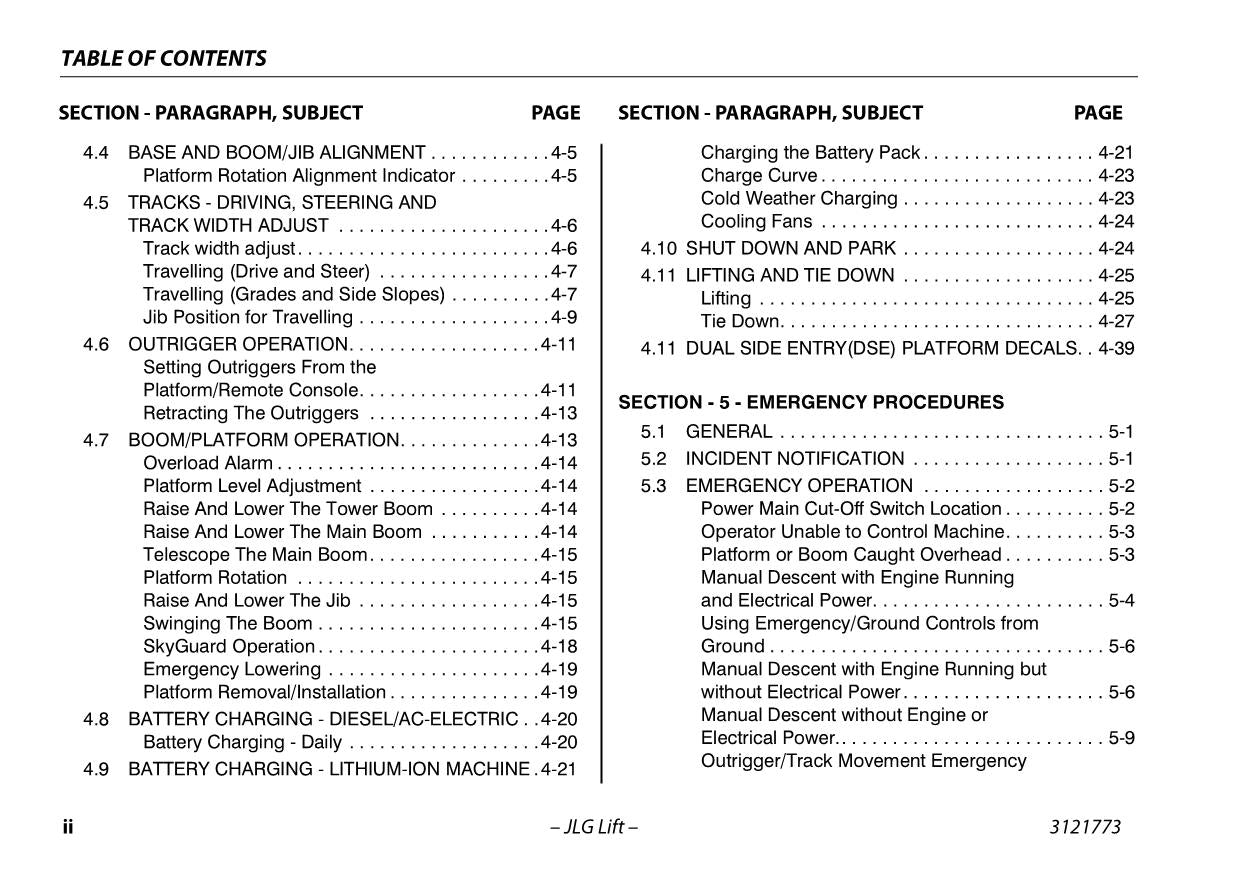 JLG X430AJ Compact Crawler Boom Maintenance Operation Operators Manual