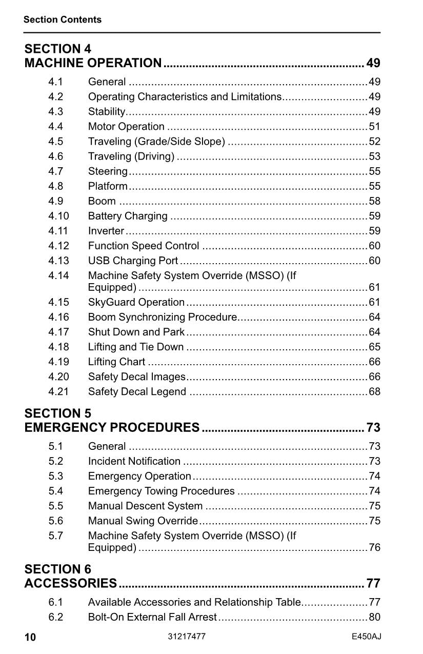 JLG E450AJ Boom Lift Maintenance Operation Operators Manual 31217477