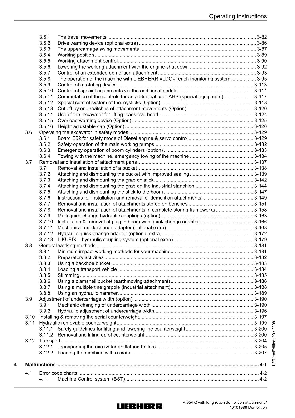 Liebherr R954 C Demolition Excavator Operators manual serial 23166