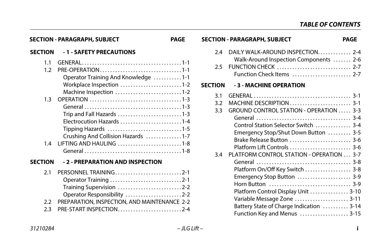 JLG DSP L DSP M DSP S DSPi-M DSPi-S Vertical Mast Operators Manual