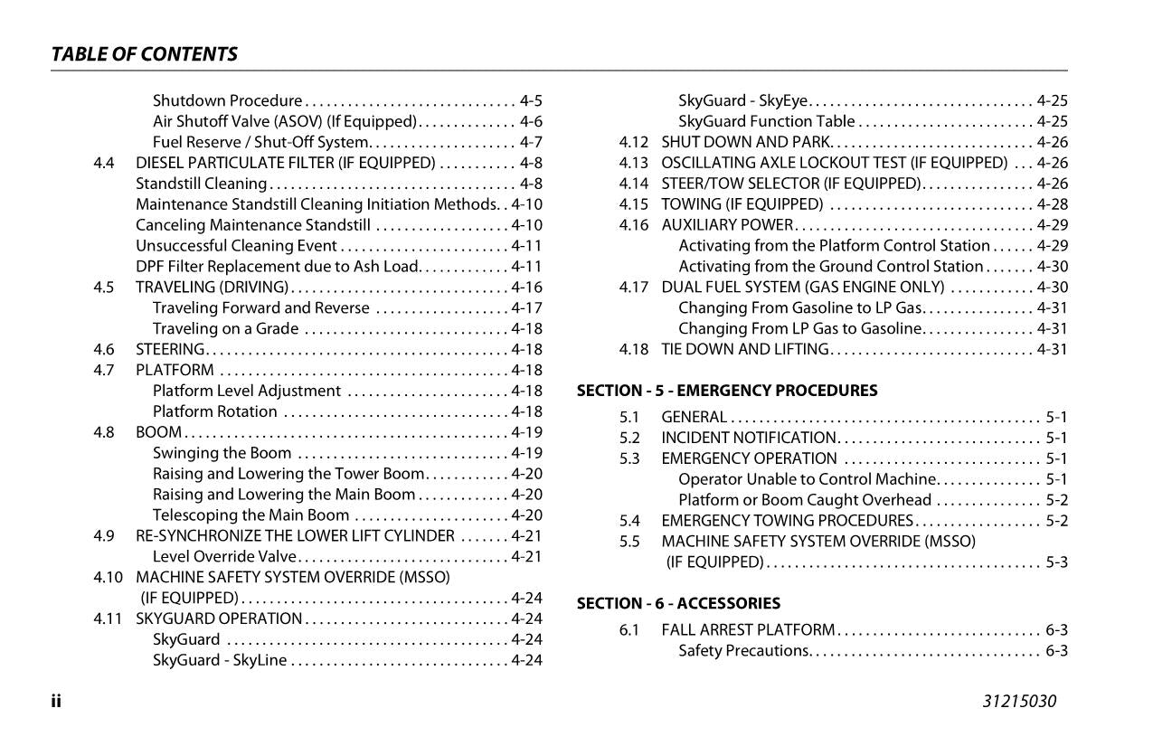 JLG 600AJ Boom Lift Maintenance Operation Operators Manual 31215030