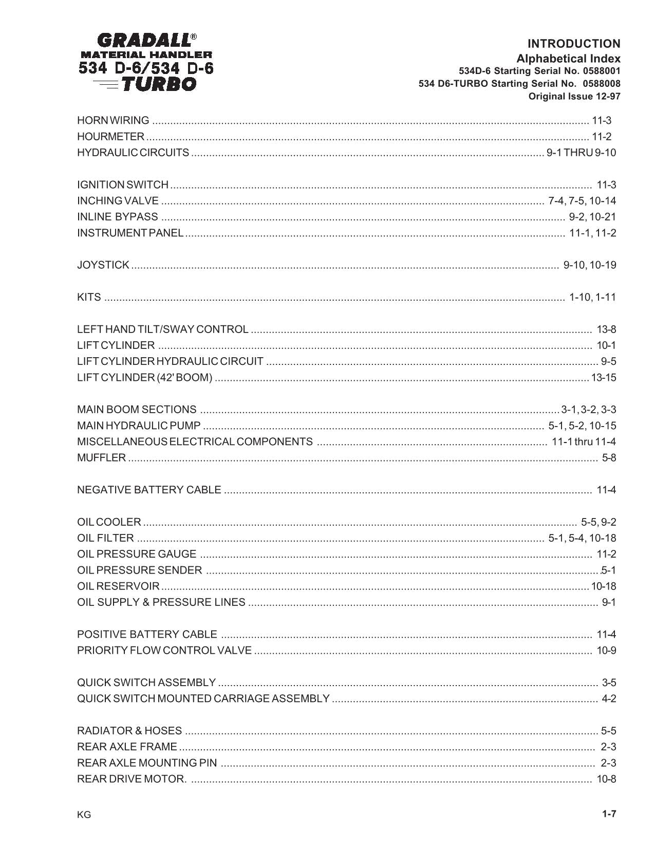 GRADALL 534D-6 534D-6T Telehandler Parts Catalog Manual