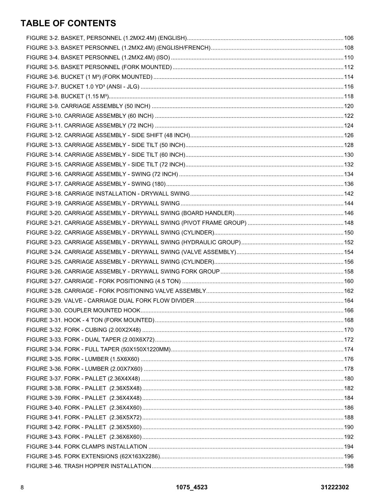 JLG 1075 4523 Telehandler Parts Catalog Manual 31222302