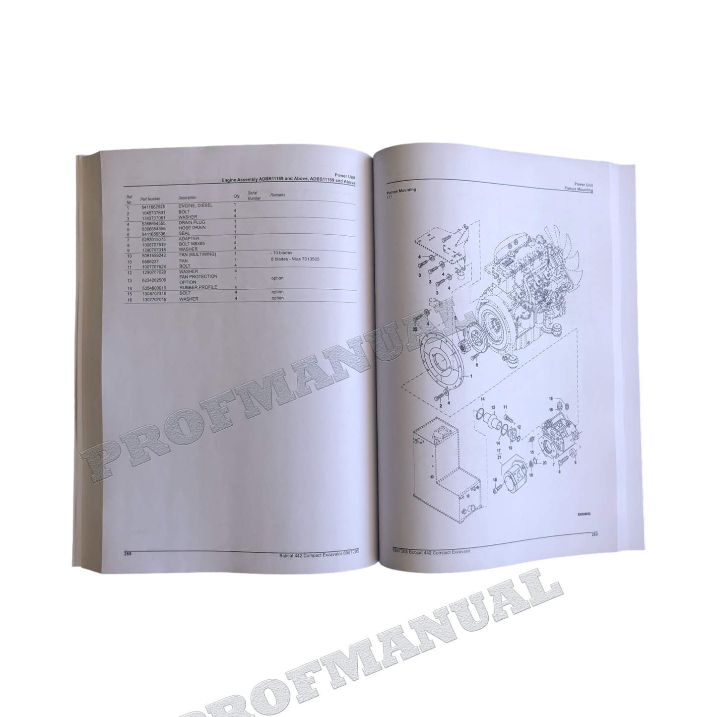 Bobcat 442 Excavator Parts Catalog Manual ADBR11001- ADBS11001-