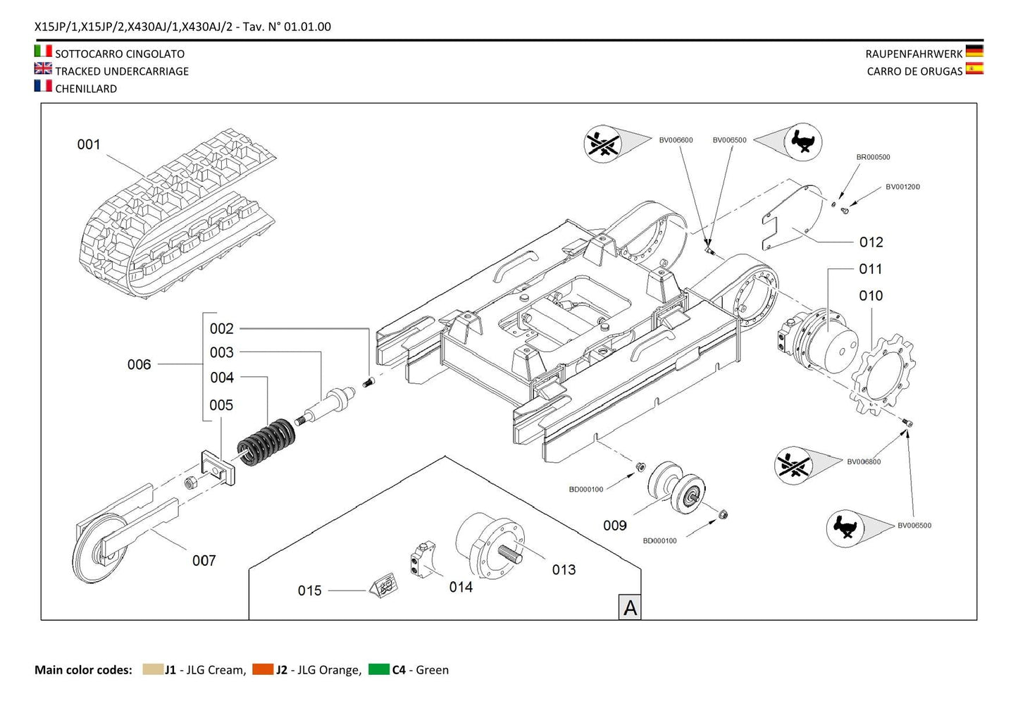 JLG GEN1 X15JP GEN1 430AJ Compact Crawler Boom Parts Catalog Manual Multi lang