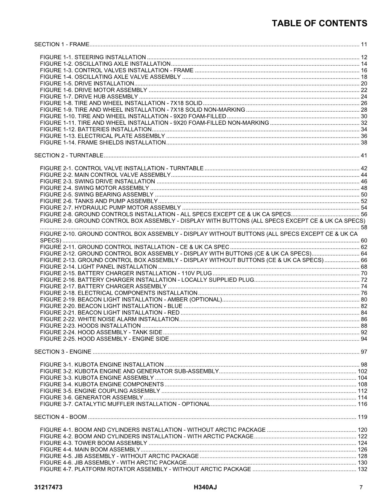 JLG H340AJ Boom Lift  Parts Catalog Manual 31217473