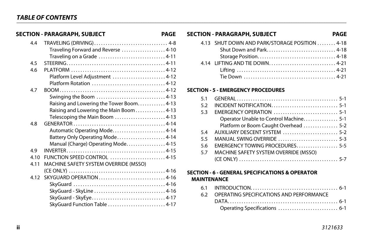 JLG H340AJ Boom Lift Maintenance Operation Operators Manual 3121633