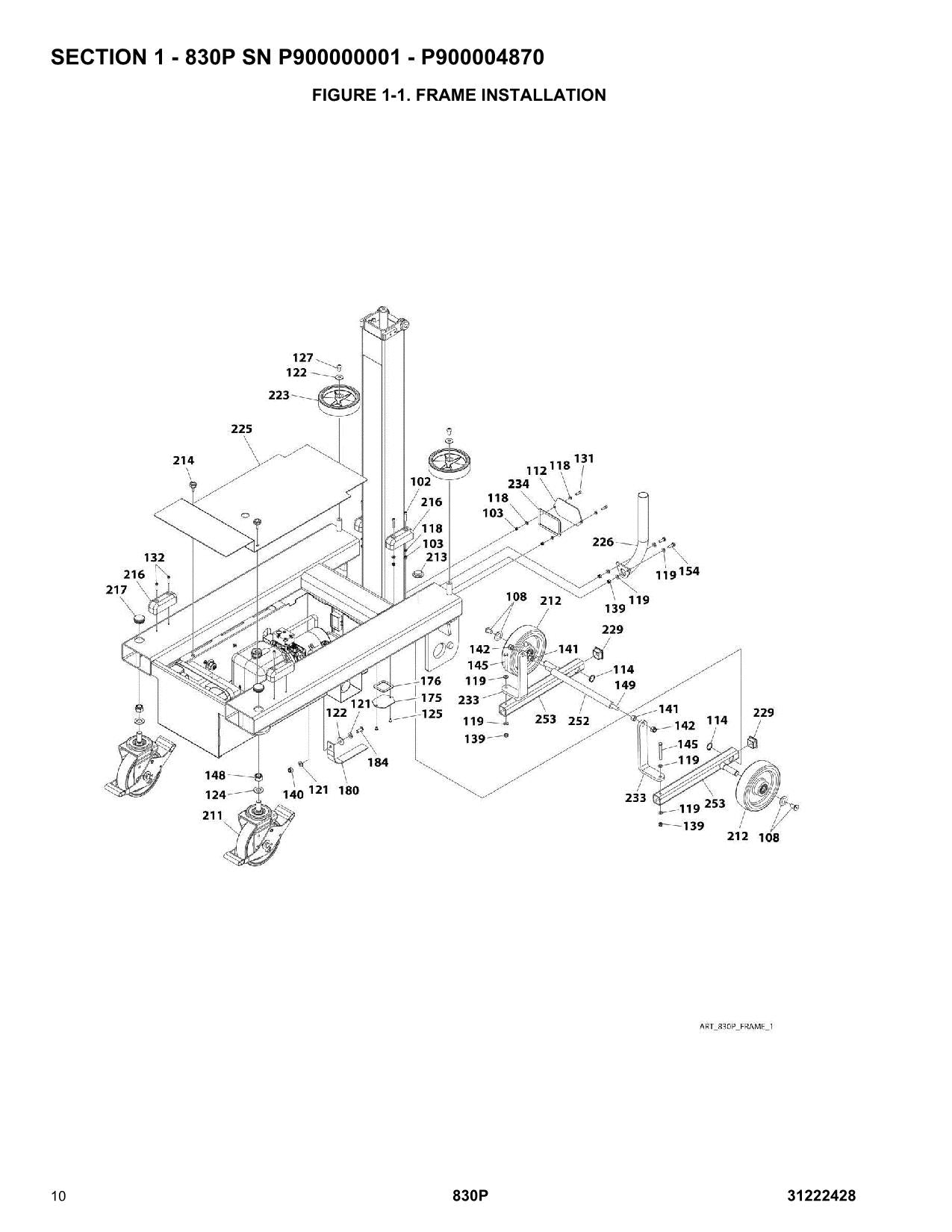 JLG 830P Vertical Mast Parts Catalog Manual Prior to P900020745