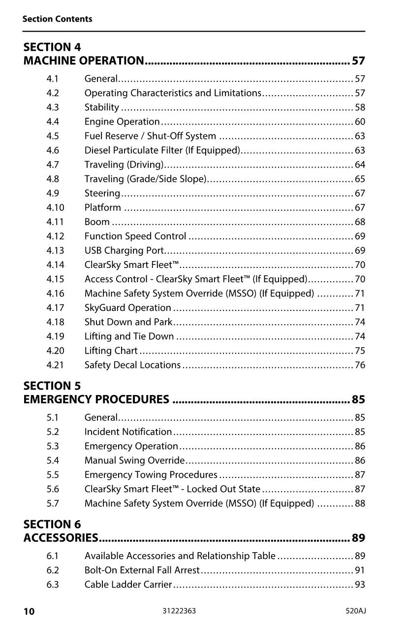 JLG 520AJ Boom Lift Maintenance Operation Operators Manual 31222363