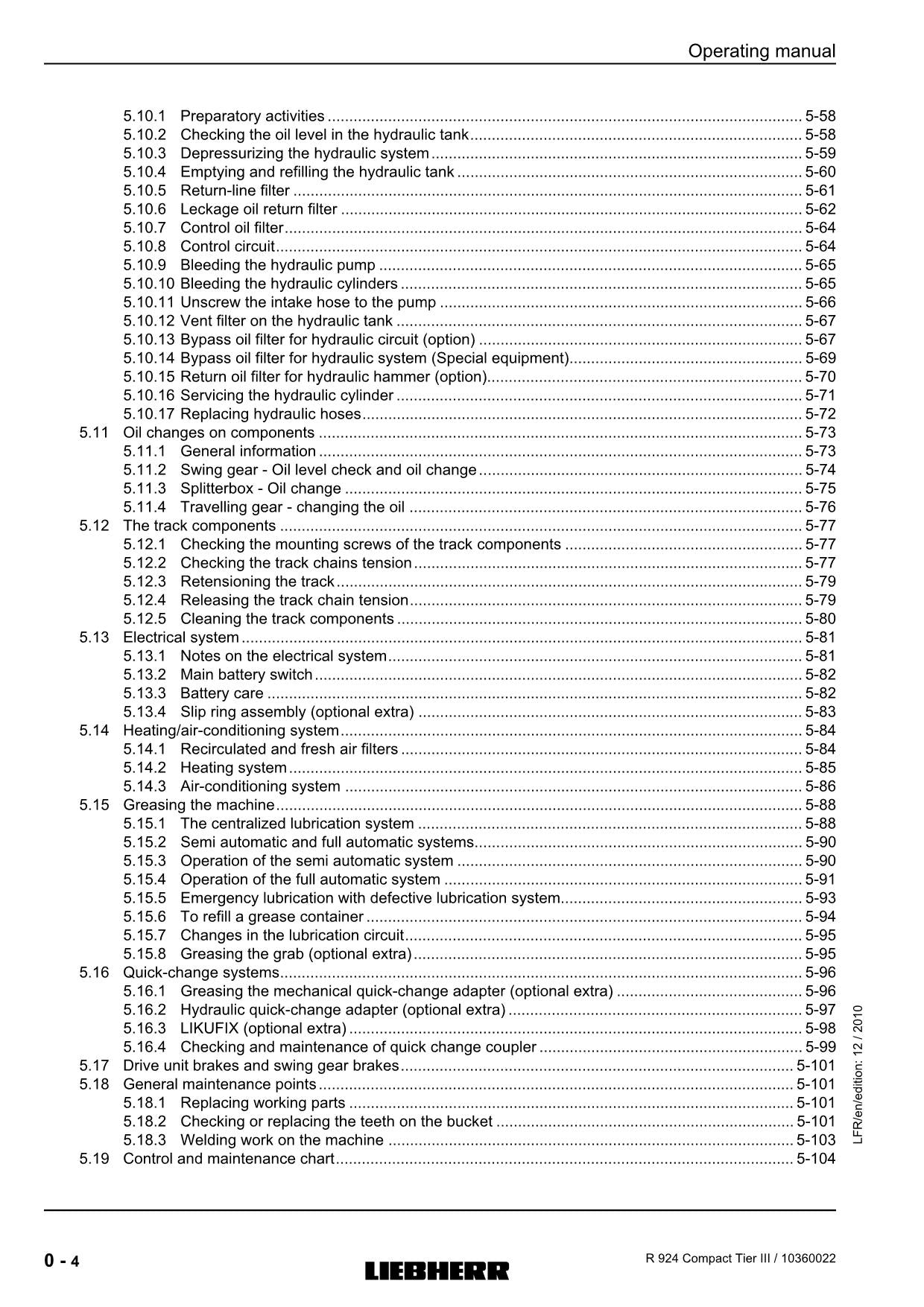 Liebherr R924 Compact TieRIII Excavator Operators manual serial 27686