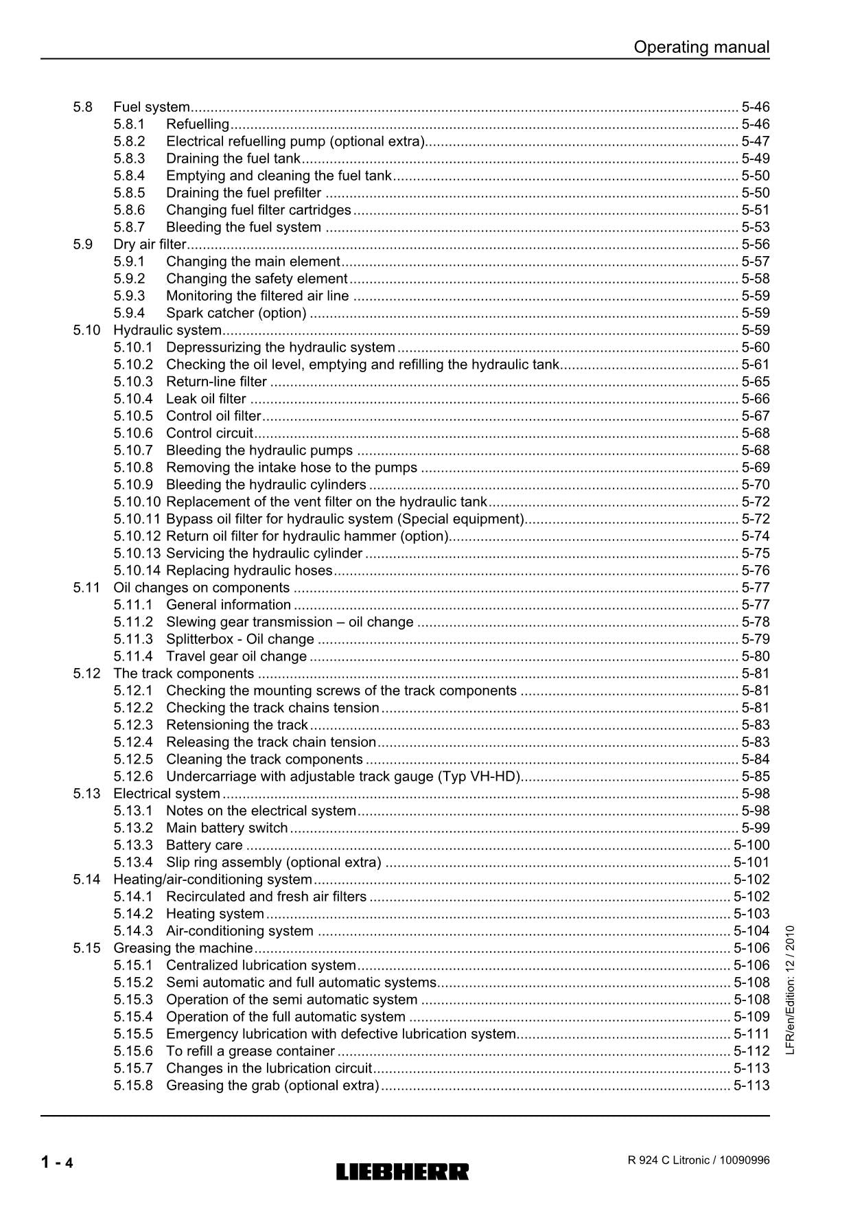 Liebherr R924 C Litronic Excavator Operators manual serial 26743