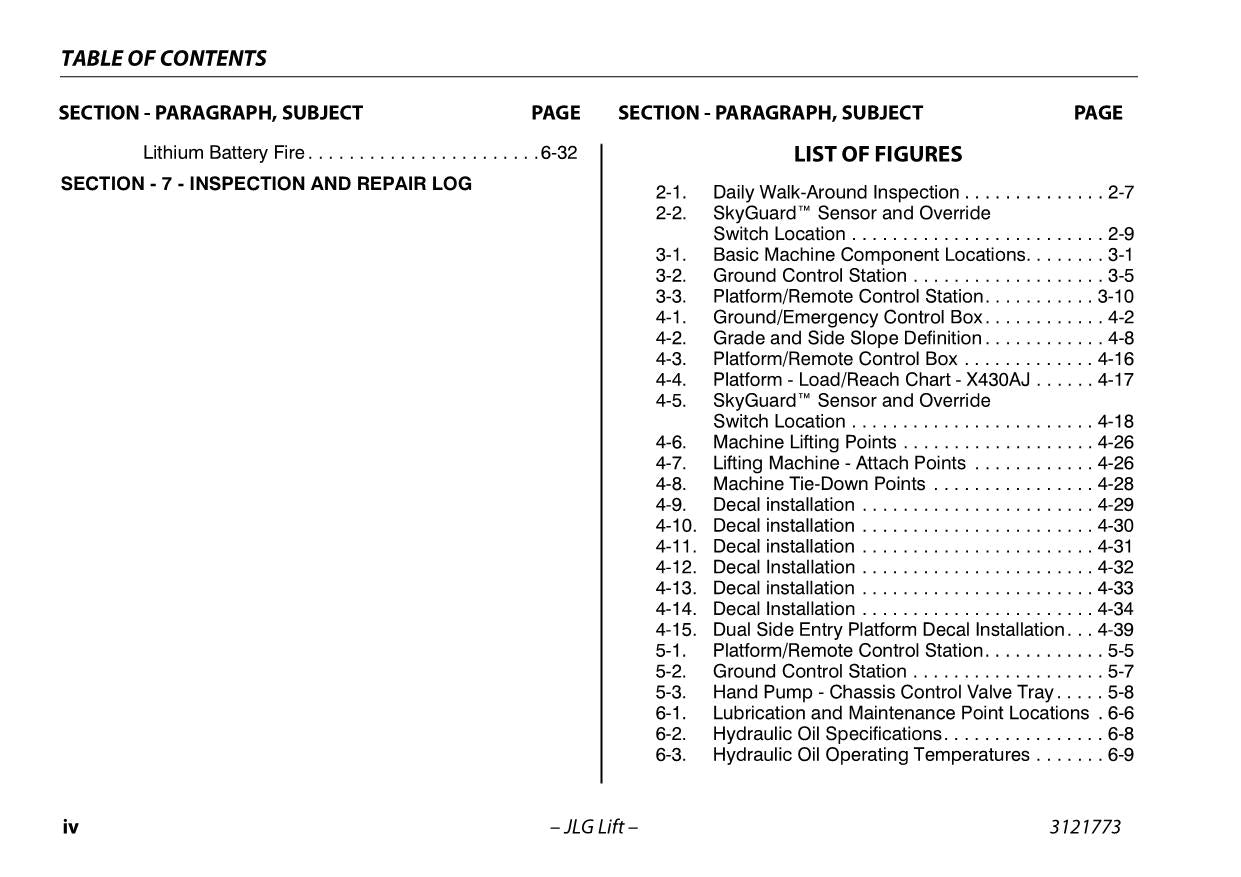 JLG X430AJ Compact Crawler Boom Maintenance Operation Operators Manual